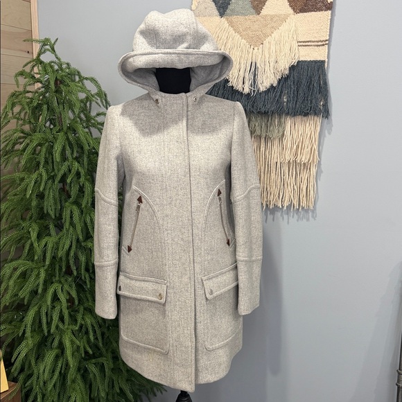 J. Crew Stadium Cloth by Nello Gori Wool Coat w/ Faux Fur Collar Gray Size 2 - Picture 13 of 16